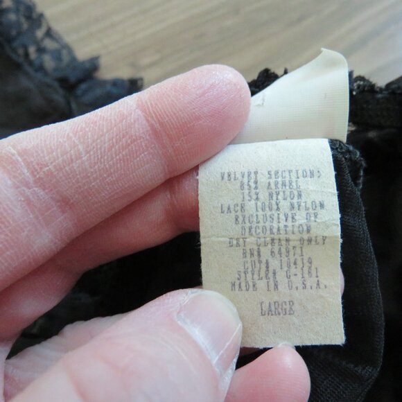 VINTAGE EMIL BOLE Lace Ruffle Black Mesh Velvet Metallic Bodysuit Teddy Goth - Picture 15 of 15